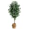 6ft. Ficus Artificial Tree with Natural Trunk in Handmade Natural Jute Planter with Tassels